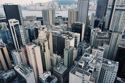 High angle view of skyscrapers in city