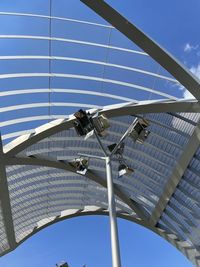 Low angle view of metallic structure against sky