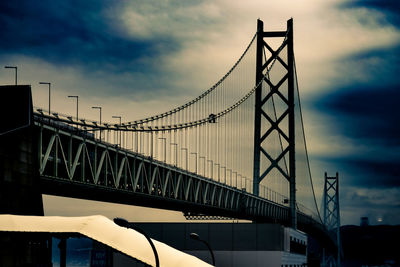 Low section of woman standing on bridge against sky