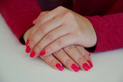 Close-up of woman with hands