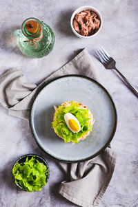 High angle view of food on table