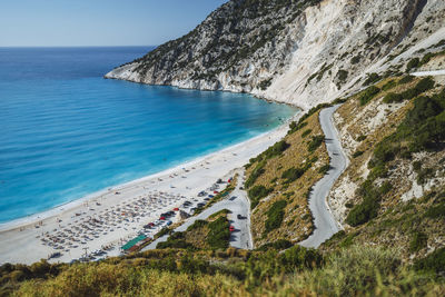 High angle view of beach against sky