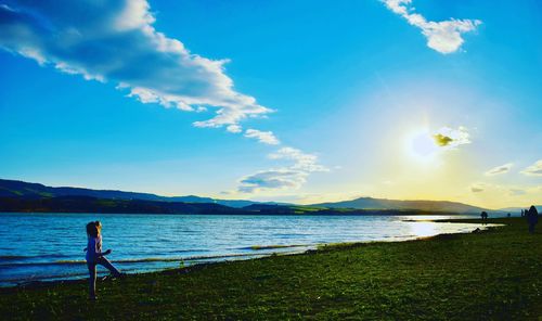 Scenic view of lake against sky ..panoramic view of sunset 