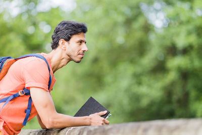 Young man using laptop