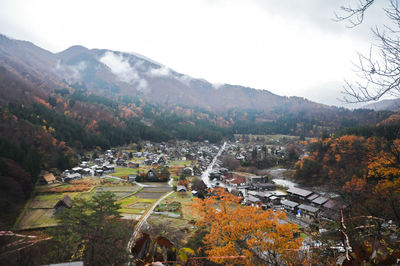 High angle view of townscape against sky