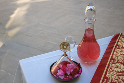 Close-up of christmas decorations on table