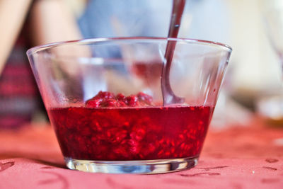 Close-up of drink in glass on table