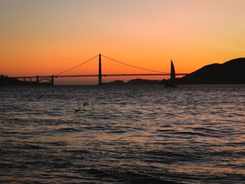 Scenic view of river against sky at sunset