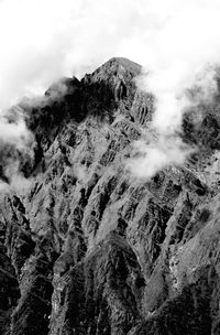 Low angle view of snow covered mountain