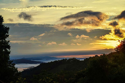 Scenic view of dramatic sky during sunset