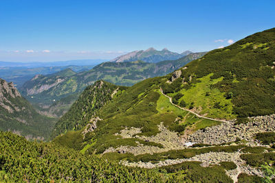 High angle view of mountains against sky