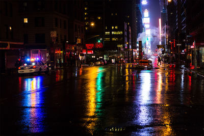 Illuminated city at night