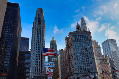 Low angle view of skyscrapers against sky