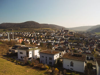 Country houses in countryside, aerial view. building a home in the country.