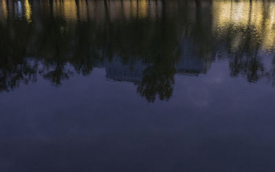 Reflection of trees in lake against sky