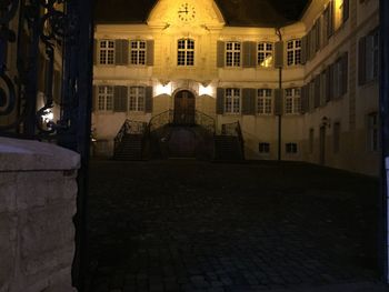 Illuminated buildings at night