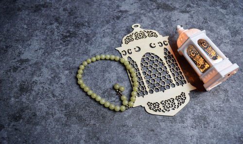 Close-up of dices on table