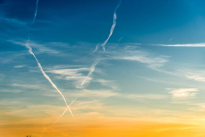 Low angle view of vapor trail in sky