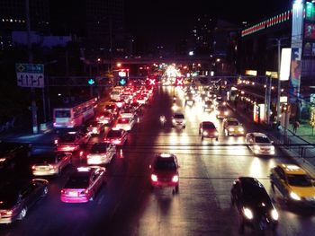 View of city street at night