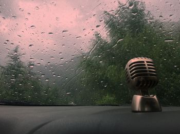 Close-up of wet car window