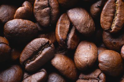 Coffee beans close up for background in shallow depth of field. macro photography