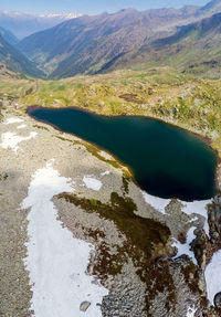 High angle view of river flowing through land