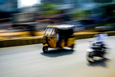 Blurred motion of car