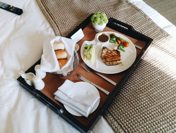 Close-up of served food in plate