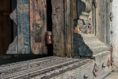 Close-up of old wooden door