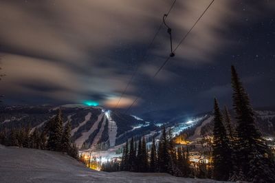 Scenic view of landscape against sky at night during winter