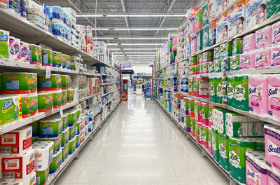 View of shopping carts in store