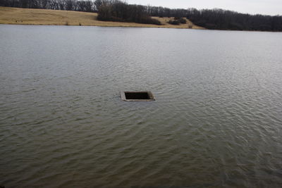 High angle view of boat in lake