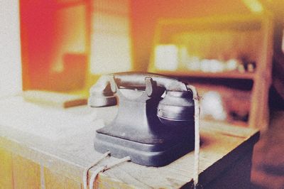 Close-up of camera at home