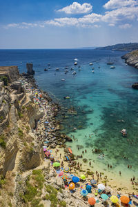 High angle view of beach against sky