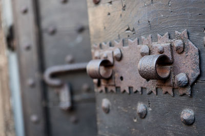 Close-up of rusty metal door