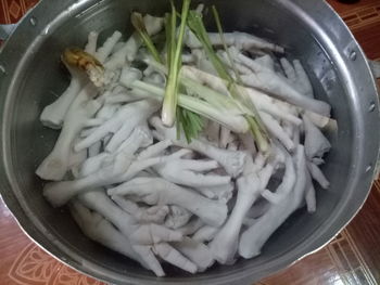 High angle view of noodles in bowl