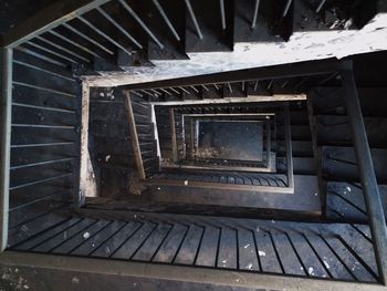 High angle view of spiral staircase