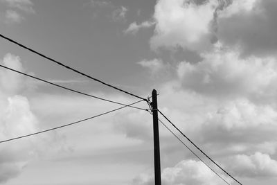 Low angle view of power lines against sky