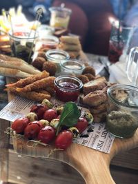 Close-up of fruits served on table