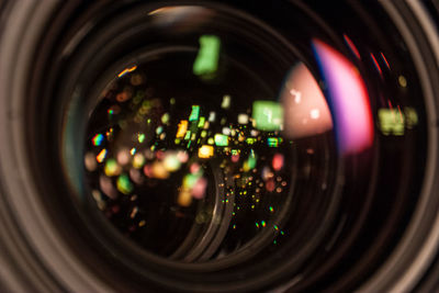 Close-up of illuminated camera