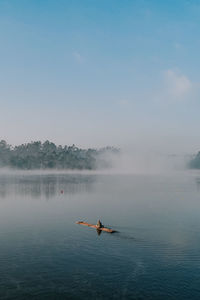 Scenic view of lake against sky