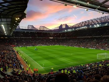 View of soccer field at night