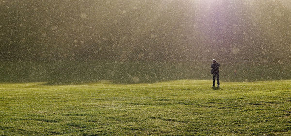 High angle view of man on golf course