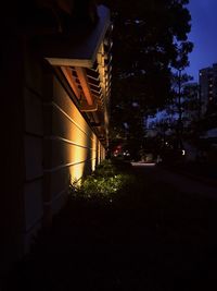 Illuminated building at night