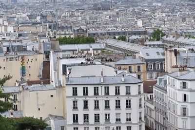 High angle view of buildings in city