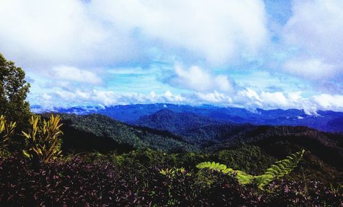 Scenic view of mountains against sky