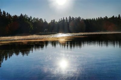 Scenic view of lake against sky