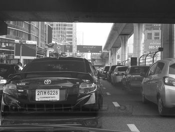 Cars on street in city