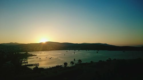 Scenic view of mountains at sunset