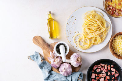 High angle view of food on table